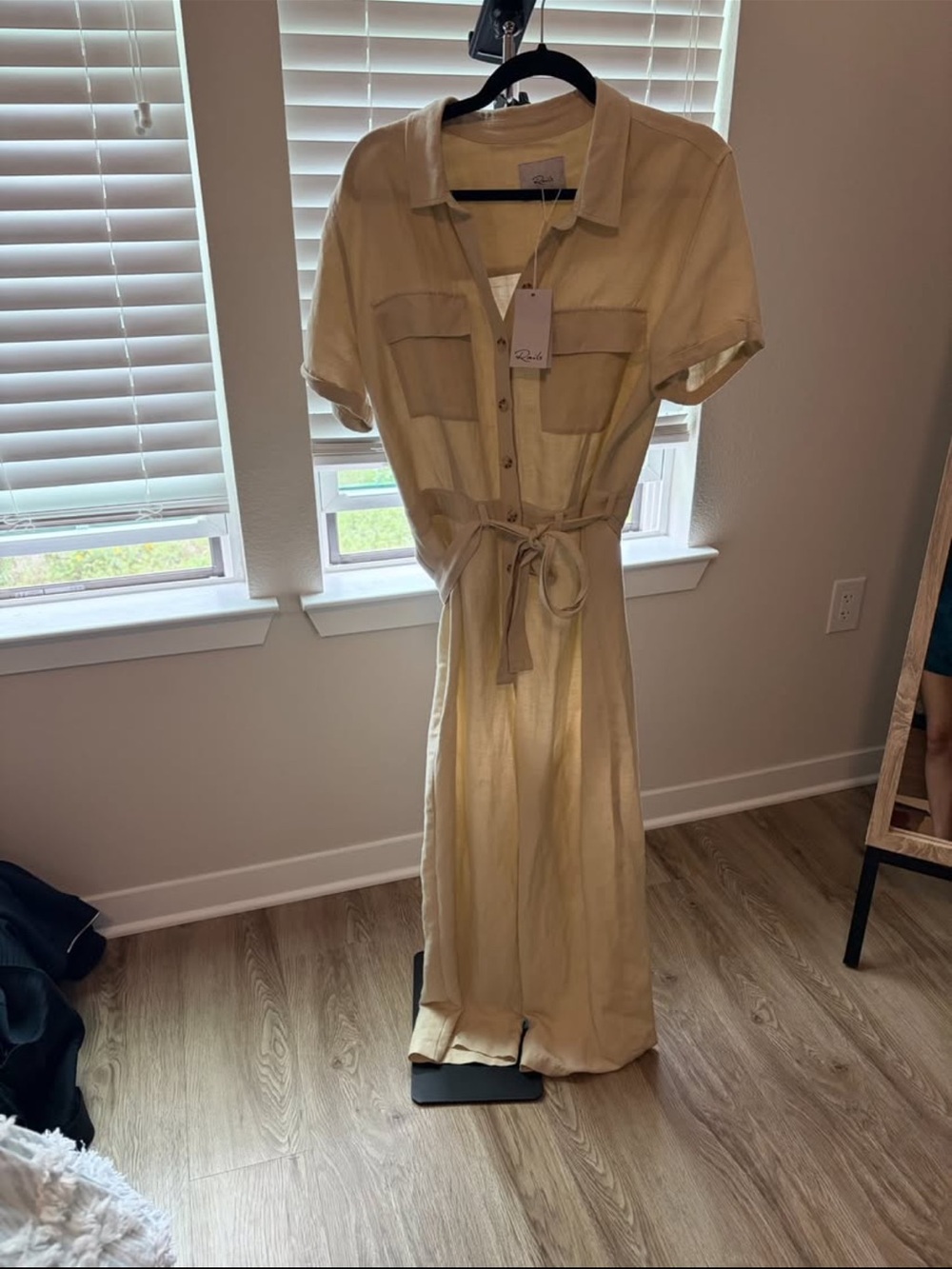 Rails Cream Tie-Waist Maxi Shirt Dress